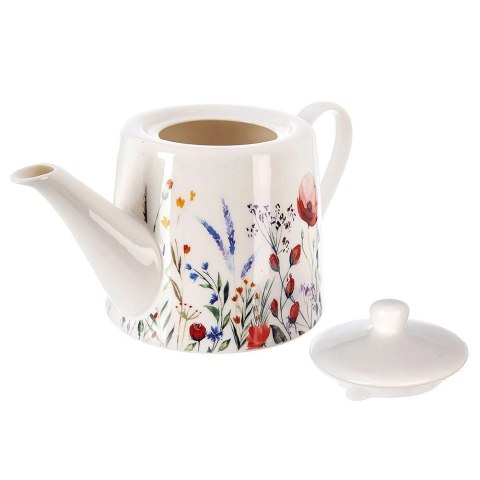 Grupa Orion Sp. z o.o. Dzbanek do Kawy Herbaty Porcelanowy Biały Elegancki Nadruk Maki ORION 1 l