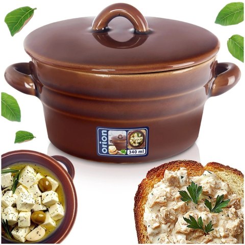 Grupa Orion Sp. z o.o. Garnek Pojemnik na Smalec Pasztet Ceramiczny z Pokrywką Solidny ORION 340ml