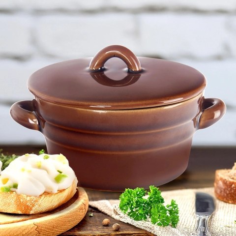 Grupa Orion Sp. z o.o. Garnek Pojemnik na Smalec Pasztet Ceramiczny z Pokrywką Solidny ORION 340ml