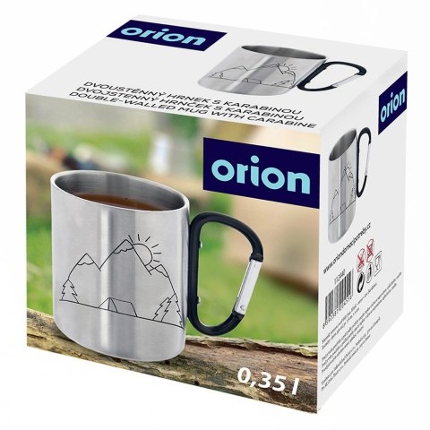Grupa Orion Sp. z o.o. Kubek Turystyczny Termiczny Stalowy z Karabińczykiem Prezent ORION 350 ml