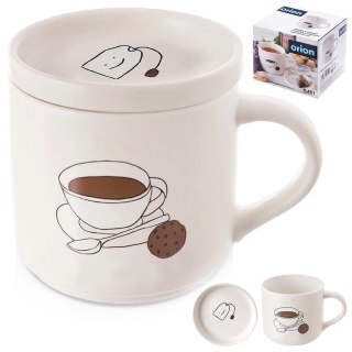 Grupa Orion Sp. z o.o. Kubek do Parzenia Herbaty Ziół Naparów z Pokrywką Porcelanowy ORION 420 ml