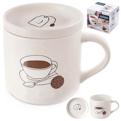 Grupa Orion Sp. z o.o. Kubek do Parzenia Herbaty Ziół Naparów z Pokrywką Porcelanowy ORION 420 ml