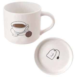 Grupa Orion Sp. z o.o. Kubek do Parzenia Herbaty Ziół Naparów z Pokrywką Porcelanowy ORION 420 ml