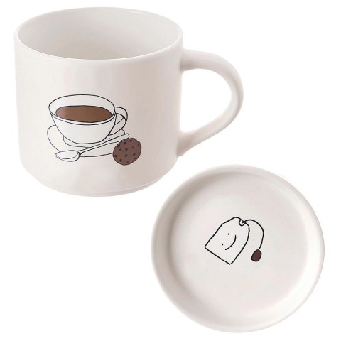 Grupa Orion Sp. z o.o. Kubek do Parzenia Herbaty Ziół Naparów z Pokrywką Porcelanowy ORION 420 ml