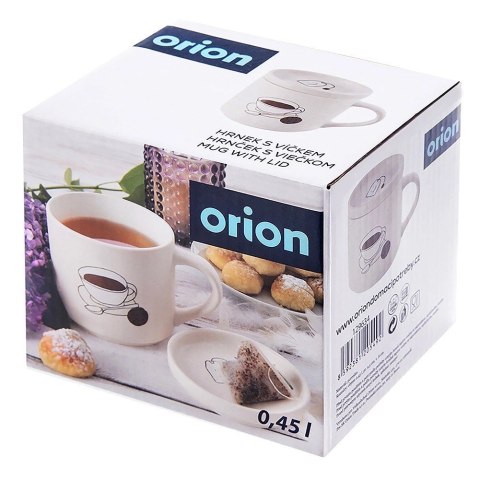 Grupa Orion Sp. z o.o. Kubek do Parzenia Herbaty Ziół Naparów z Pokrywką Porcelanowy ORION 420 ml