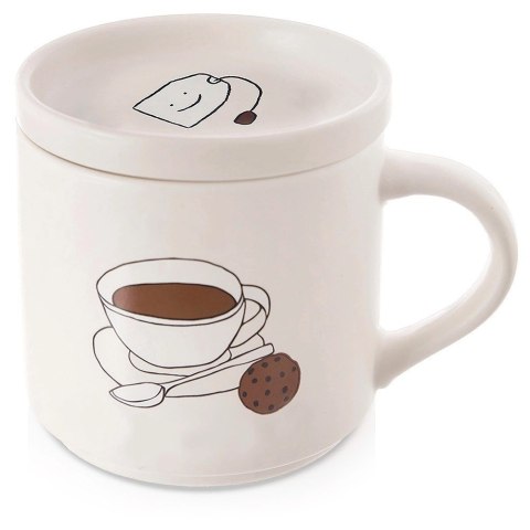 Grupa Orion Sp. z o.o. Kubek do Parzenia Herbaty Ziół Naparów z Pokrywką Porcelanowy ORION 420 ml