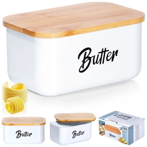 Grupa Orion Sp. z o.o. Maselniczka Pojemnik na Masło Stalowa Biała Klasyczna VILDE 15x10x7,5 cm