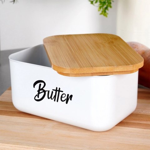 Grupa Orion Sp. z o.o. Maselniczka Pojemnik na Masło Stalowa Biała Klasyczna VILDE 15x10x7,5 cm