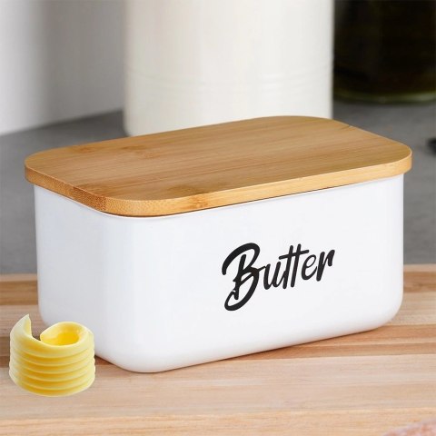 Grupa Orion Sp. z o.o. Maselniczka Pojemnik na Masło Stalowa Biała Klasyczna VILDE 15x10x7,5 cm