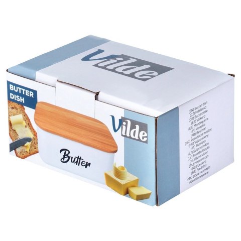 Grupa Orion Sp. z o.o. Maselniczka Pojemnik na Masło Stalowa Biała Klasyczna VILDE 15x10x7,5 cm