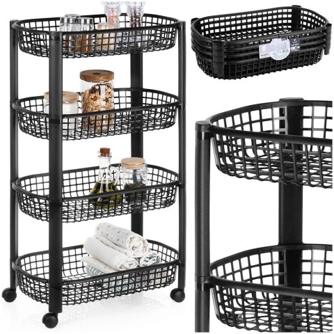 Grupa Orion Sp. z o.o. Organizer Na Kółkach Czarny EXCELLENT HOUSEWARE 4-Poziomowy 46x26x79 cm
