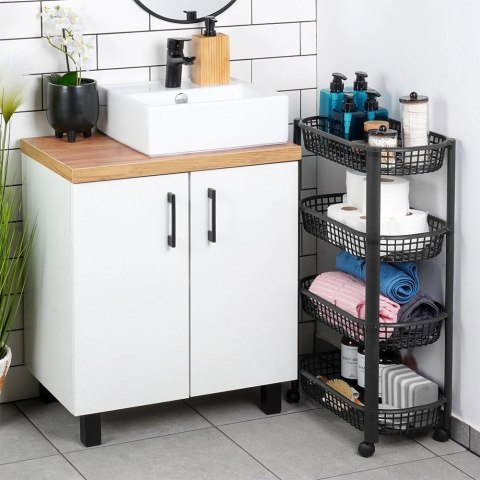 Grupa Orion Sp. z o.o. Organizer Na Kółkach Czarny EXCELLENT HOUSEWARE 4-Poziomowy 46x26x79 cm