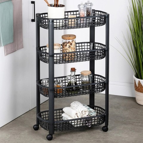 Grupa Orion Sp. z o.o. Organizer Na Kółkach Czarny EXCELLENT HOUSEWARE 4-Poziomowy 46x26x79 cm