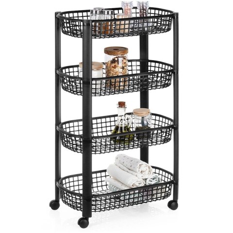 Grupa Orion Sp. z o.o. Organizer Na Kółkach Czarny EXCELLENT HOUSEWARE 4-Poziomowy 46x26x79 cm