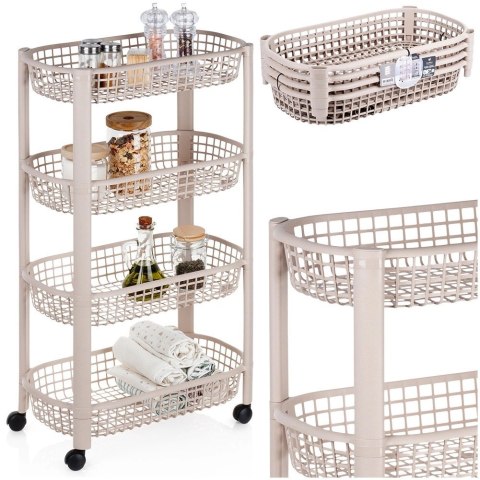 Grupa Orion Sp. z o.o. Organizer na Kółkach Beżowy EXCELLENT HOUSEWARE 4-Poziomowy 46x26x79 cm