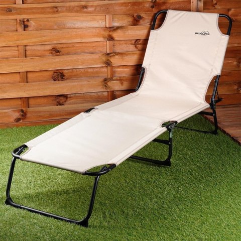 AM/63 Leżak Ogrodowy Plażowy Rozkładany Regulowany Beżowy REDCLIFFS 187 x 55 cm