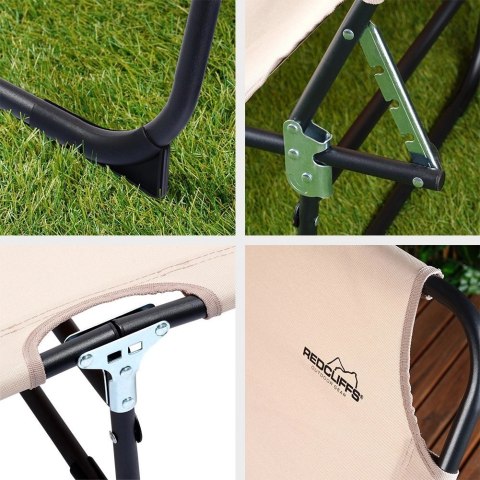 AM/63 Leżak Ogrodowy Plażowy Rozkładany Regulowany Beżowy REDCLIFFS 187 x 55 cm