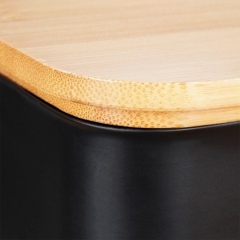 Grupa Orion Sp. z o.o. Maselniczka Pojemnik na Masło Stalowa Czarna Bambusowa VILDE 15x10x7,5 cm