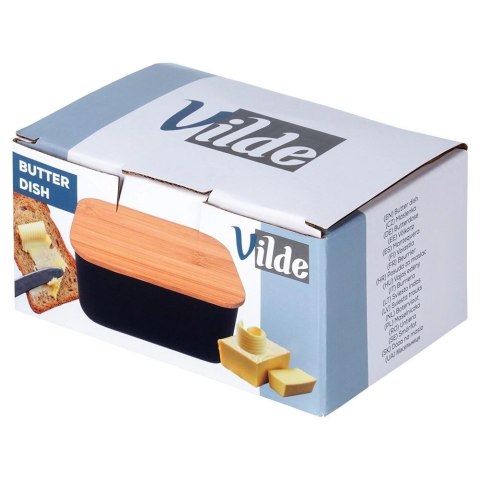 Grupa Orion Sp. z o.o. Maselniczka Pojemnik na Masło Stalowa Czarna Bambusowa VILDE 15x10x7,5 cm