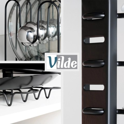 Grupa Orion Sp. z o.o. Stojak Oryganizer na Garnki Patelnie Pokrywki Metalowy Czarny ORION 2w1