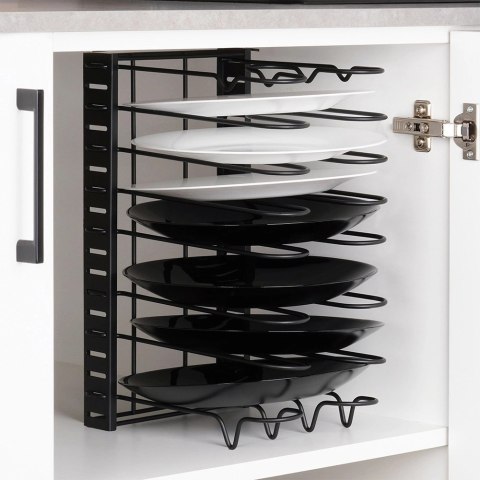 Grupa Orion Sp. z o.o. Stojak Oryganizer na Garnki Patelnie Pokrywki Metalowy Czarny ORION 2w1