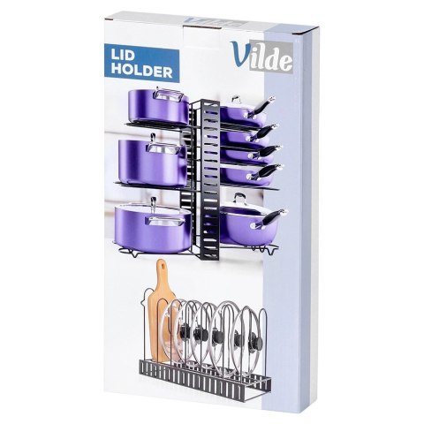 Grupa Orion Sp. z o.o. Stojak Oryganizer na Garnki Patelnie Pokrywki Metalowy Czarny ORION 2w1