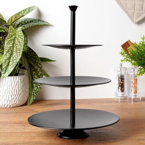 EXCELLENT HOUSEWARE 3-piętrowa Patera na Ciastka Owoce Słodycze Czarna EXCELLENT HOUSEWARE