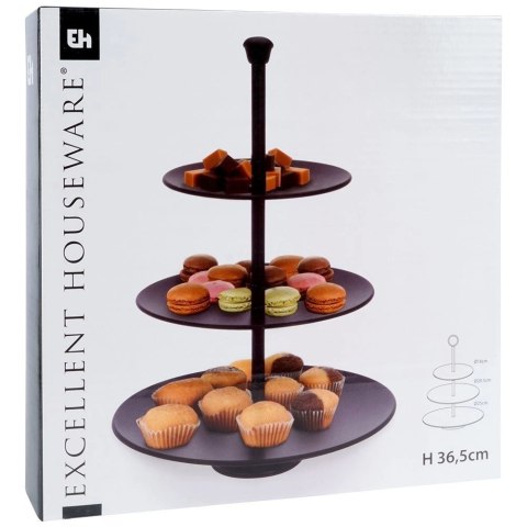 EXCELLENT HOUSEWARE 3-piętrowa Patera na Ciastka Owoce Słodycze Czarna EXCELLENT HOUSEWARE