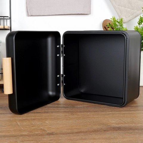 EXCELLENT HOUSEWARE Chlebak Pojemnik Metalowy na Chleb Pieczywo Mały Czarny ORION 22x20x14 cm