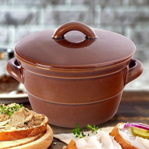 Grupa Orion Sp. z o.o. Pojemnik Garnek do Marynowania Kiszenia Ceramiczny z Pokrywką ORION 650 ml