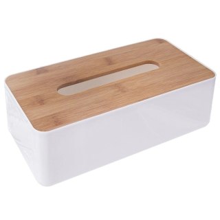 Grupa Orion Sp. z o.o. Pudełko Pojemnik na Chusteczki Bambusowy Biały Solidny ORION 26x13x8,5 cm