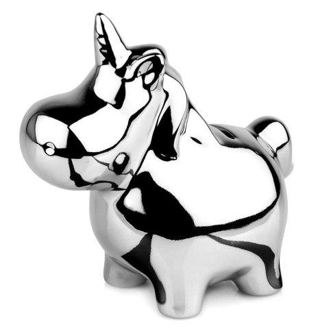 Grupa Orion Sp. z o.o. Skarbonka Ceramiczna Srebrna Lustrzana Jednorożec Prezent VILDE 18x10,5 cm