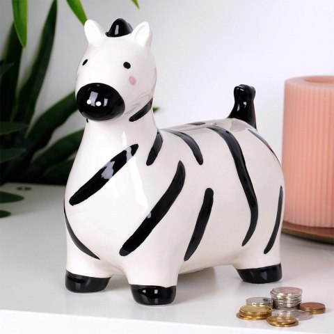 Grupa Orion Sp. z o.o. Skarbonka Ceramiczna Zebra na Prezent dla Dzieci Dorosłych VILDE 10,5x17 cm