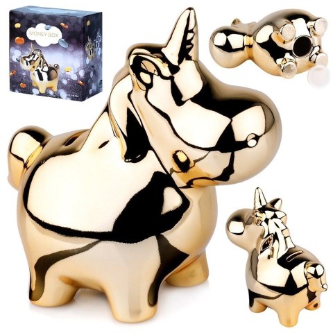 Grupa Orion Sp. z o.o. Skarbonka Ceramiczna Złota Lustrzana Jednorożec Prezent VILDE 18x10,5 cm