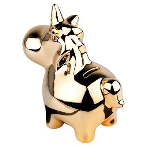 Grupa Orion Sp. z o.o. Skarbonka Ceramiczna Złota Lustrzana Jednorożec Prezent VILDE 18x10,5 cm