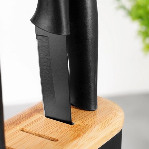 Grupa Orion Sp. z o.o. Stojak Organizer na Noże Czarny z Przegródkami EXCELLENT HOUSEWARE 23x8 cm