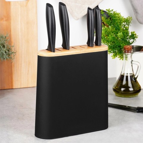 Grupa Orion Sp. z o.o. Stojak Organizer na Noże Czarny z Przegródkami EXCELLENT HOUSEWARE 23x8 cm