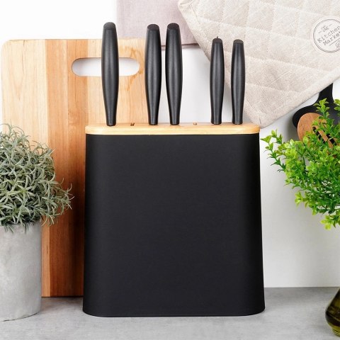 Grupa Orion Sp. z o.o. Stojak Organizer na Noże Czarny z Przegródkami EXCELLENT HOUSEWARE 23x8 cm