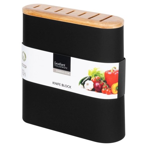 Grupa Orion Sp. z o.o. Stojak Organizer na Noże Czarny z Przegródkami EXCELLENT HOUSEWARE 23x8 cm