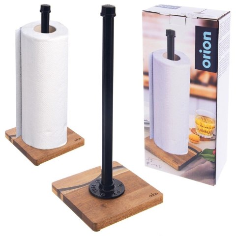 Grupa Orion Sp. z o.o. Stojak na Ręcznik Papierowy Metalowy Drewniany Loft Czarny ORION 35 cm