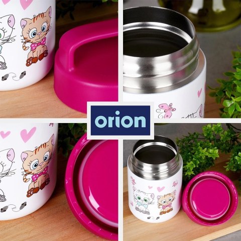 Grupa Orion Sp. z o.o. Termos Obiadowy na Jedzenie Stalowy dla Dzieci Dziecięcy Kotki ORION 450ml