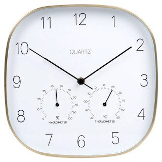 Grupa Orion Sp. z o.o. Zegar Ścienny na Ścianę z Termometrem Higrometrem Biały Złoty VILDE 28,5 cm