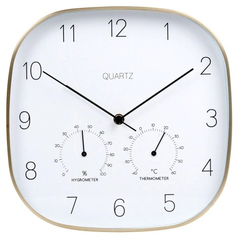 Grupa Orion Sp. z o.o. Zegar Ścienny na Ścianę z Termometrem Higrometrem Biały Złoty VILDE 28,5 cm
