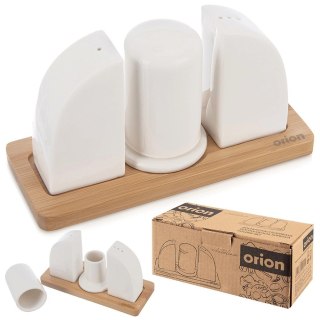 Grupa Orion Sp. z o.o. Zestaw Solniczka Pieprzniczka Porcelanowa Biała ze Stojakiem ORION 4 el.