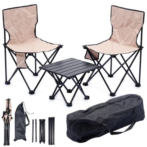 AM/63 Zestaw Krzesła Turystyczne ze Stolikiem Składane Przenośne REDCLIFFS 3 el.