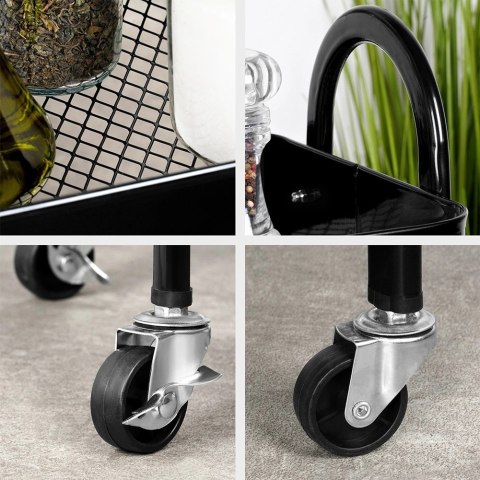 AM/63 Regał na Kółkach Metalowy Łazienkowy Czarny 3Poziomowy ORION 44x31,5x78,5cm