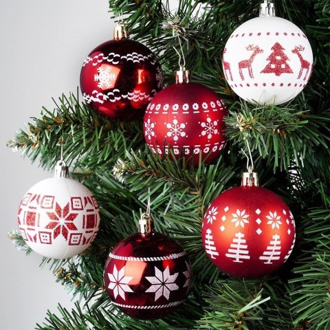 Vilde Bombki choinkowe nietłukące czerwone białe 6 cm 30 szt.