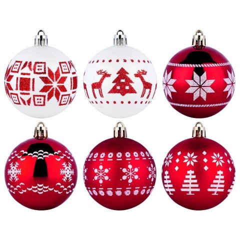 Vilde Bombki choinkowe nietłukące czerwone białe 6 cm 30 szt.