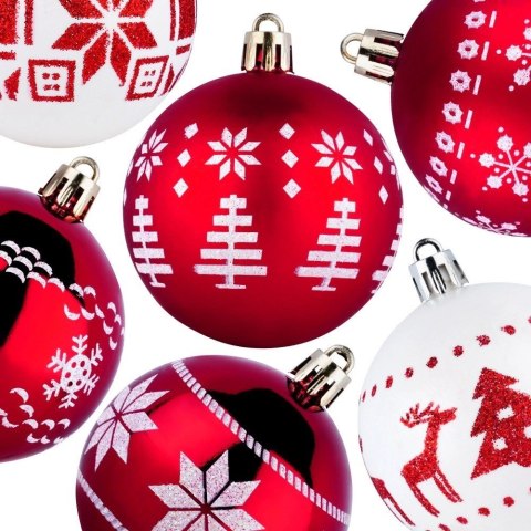 Vilde Bombki choinkowe nietłukące czerwone białe 6 cm 30 szt.