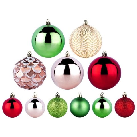 Vilde Bombki choinkowe nietłukące czerwone różowe złote zielone 8 / 5 cm 68 szt.